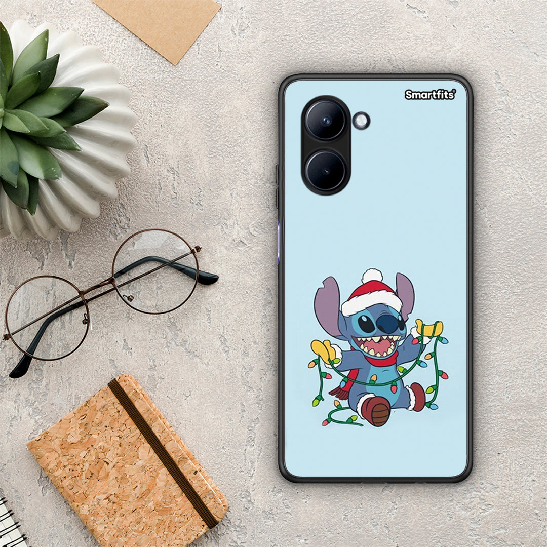Θήκη Realme C33 Santa Stich από τη Smartfits με σχέδιο στο πίσω μέρος και μαύρο περίβλημα | Realme C33 Santa Stich Case with Colorful Back and Black Bezels