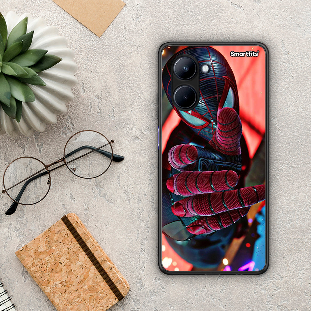 Θήκη Realme C33 Spider Hand από τη Smartfits με σχέδιο στο πίσω μέρος και μαύρο περίβλημα | Realme C33 Spider Hand Case with Colorful Back and Black Bezels