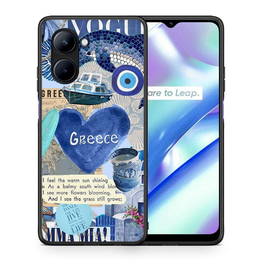 Θήκη Realme C33 Summer In Greece από τη Smartfits με σχέδιο στο πίσω μέρος και μαύρο περίβλημα | Realme C33 Summer In Greece Case with Colorful Back and Black Bezels