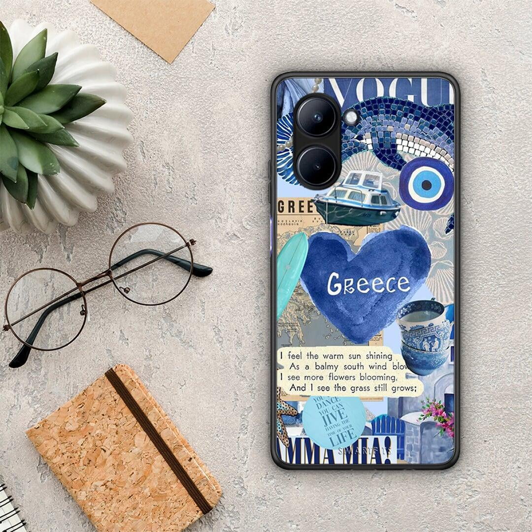 Θήκη Realme C33 Summer In Greece από τη Smartfits με σχέδιο στο πίσω μέρος και μαύρο περίβλημα | Realme C33 Summer In Greece Case with Colorful Back and Black Bezels