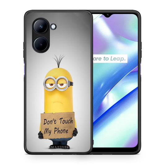 Θήκη Realme C33 Text Minion από τη Smartfits με σχέδιο στο πίσω μέρος και μαύρο περίβλημα | Realme C33 Text Minion Case with Colorful Back and Black Bezels