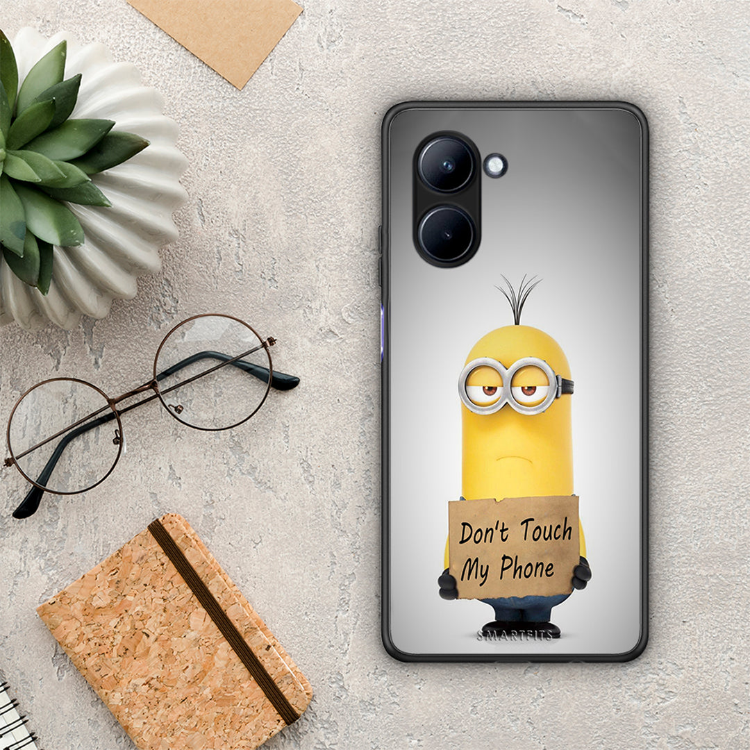 Θήκη Realme C33 Text Minion από τη Smartfits με σχέδιο στο πίσω μέρος και μαύρο περίβλημα | Realme C33 Text Minion Case with Colorful Back and Black Bezels