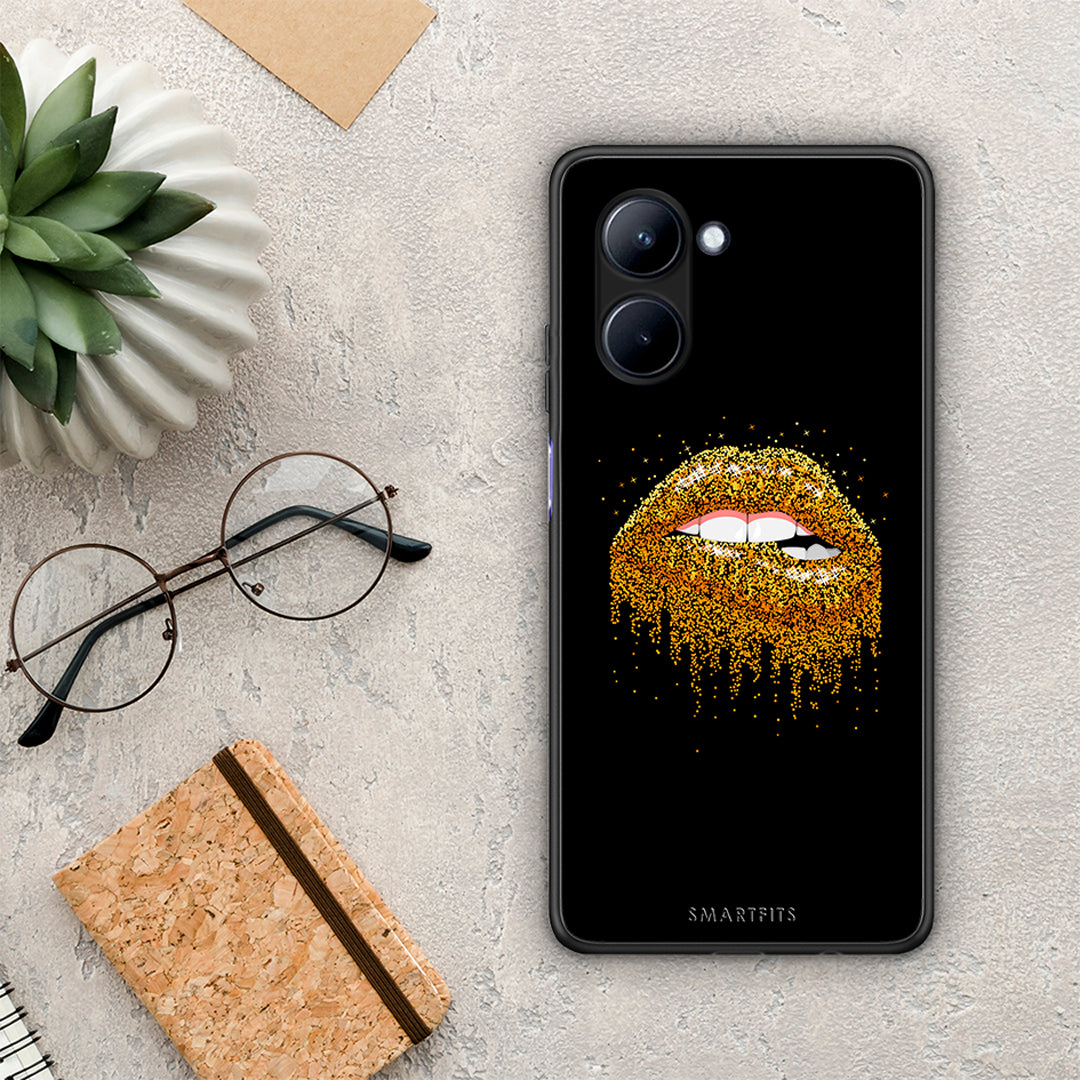 Θήκη Realme C33 Valentine Golden από τη Smartfits με σχέδιο στο πίσω μέρος και μαύρο περίβλημα | Realme C33 Valentine Golden Case with Colorful Back and Black Bezels