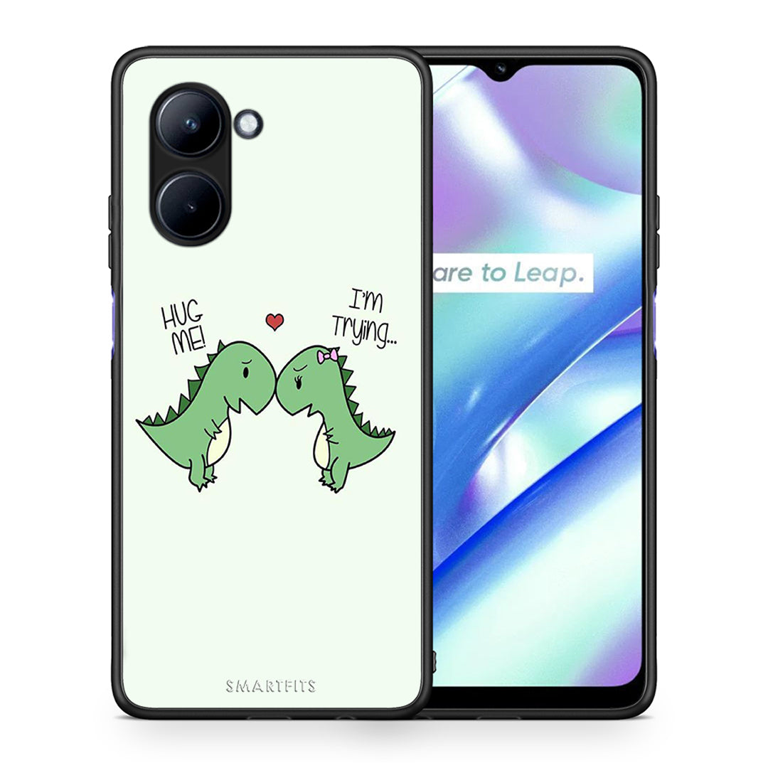 Θήκη Realme C33 Valentine Rex από τη Smartfits με σχέδιο στο πίσω μέρος και μαύρο περίβλημα | Realme C33 Valentine Rex Case with Colorful Back and Black Bezels