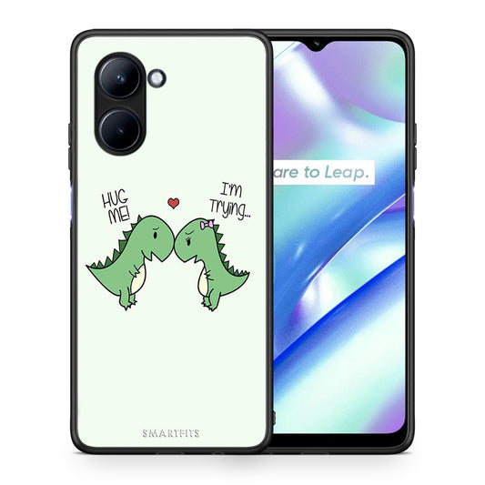 Θήκη Realme C33 Valentine Rex από τη Smartfits με σχέδιο στο πίσω μέρος και μαύρο περίβλημα | Realme C33 Valentine Rex Case with Colorful Back and Black Bezels