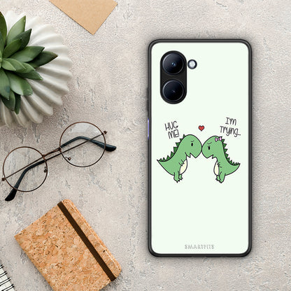 Θήκη Realme C33 Valentine Rex από τη Smartfits με σχέδιο στο πίσω μέρος και μαύρο περίβλημα | Realme C33 Valentine Rex Case with Colorful Back and Black Bezels