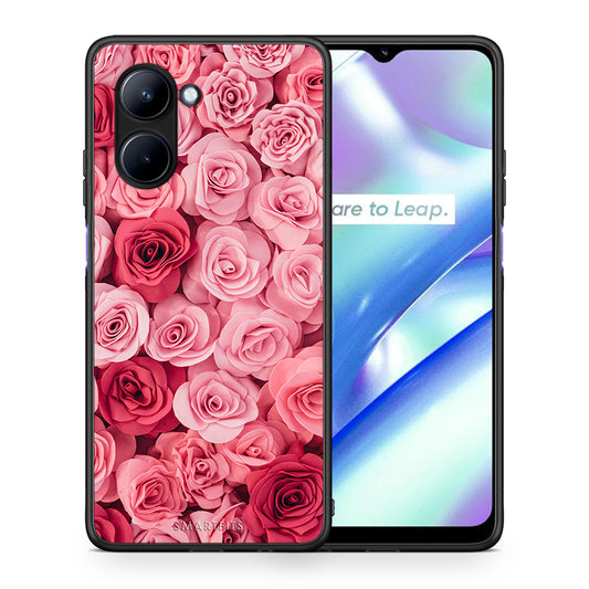 Θήκη Realme C33 Valentine RoseGarden από τη Smartfits με σχέδιο στο πίσω μέρος και μαύρο περίβλημα | Realme C33 Valentine RoseGarden Case with Colorful Back and Black Bezels