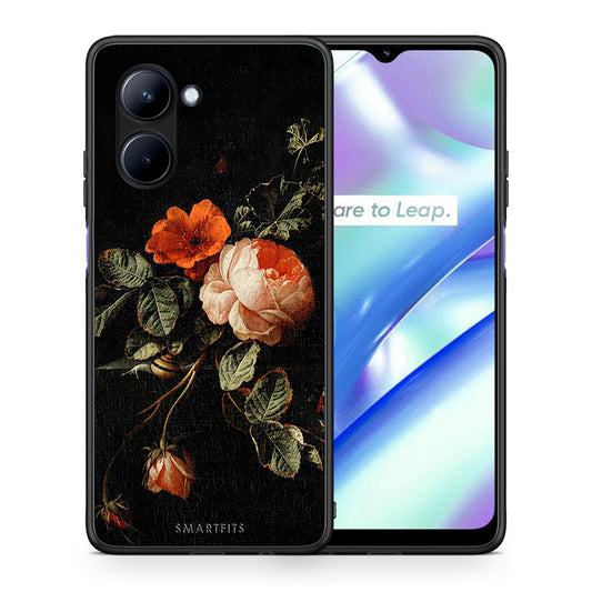 Θήκη Realme C33 Vintage Roses από τη Smartfits με σχέδιο στο πίσω μέρος και μαύρο περίβλημα | Realme C33 Vintage Roses Case with Colorful Back and Black Bezels