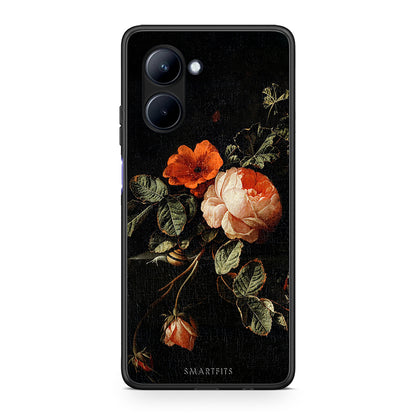 Θήκη Realme C33 Vintage Roses από τη Smartfits με σχέδιο στο πίσω μέρος και μαύρο περίβλημα | Realme C33 Vintage Roses Case with Colorful Back and Black Bezels