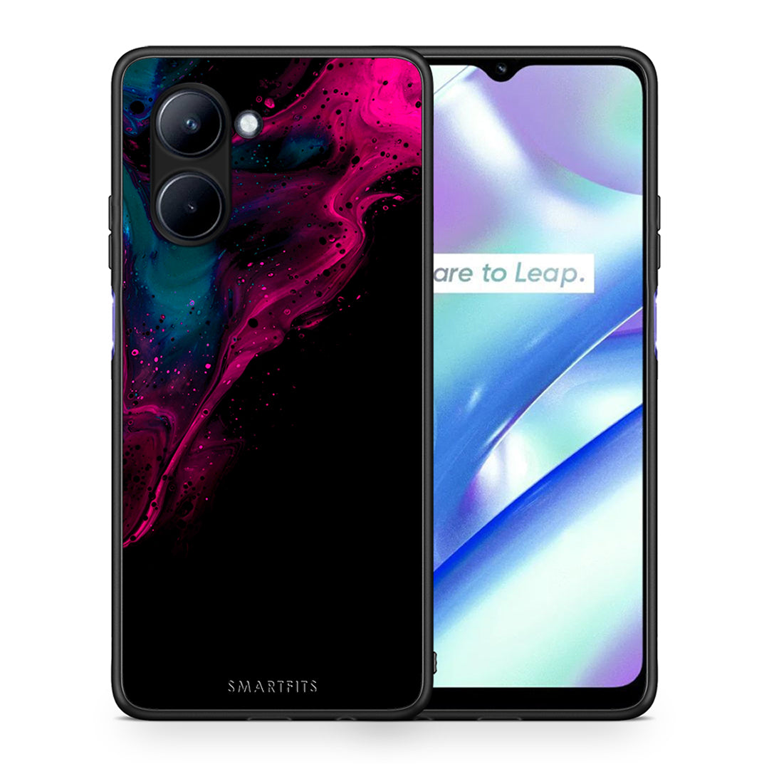 Θήκη Realme C33 Watercolor Pink Black από τη Smartfits με σχέδιο στο πίσω μέρος και μαύρο περίβλημα | Realme C33 Watercolor Pink Black Case with Colorful Back and Black Bezels