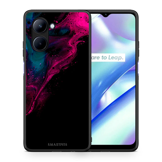Θήκη Realme C33 Watercolor Pink Black από τη Smartfits με σχέδιο στο πίσω μέρος και μαύρο περίβλημα | Realme C33 Watercolor Pink Black Case with Colorful Back and Black Bezels