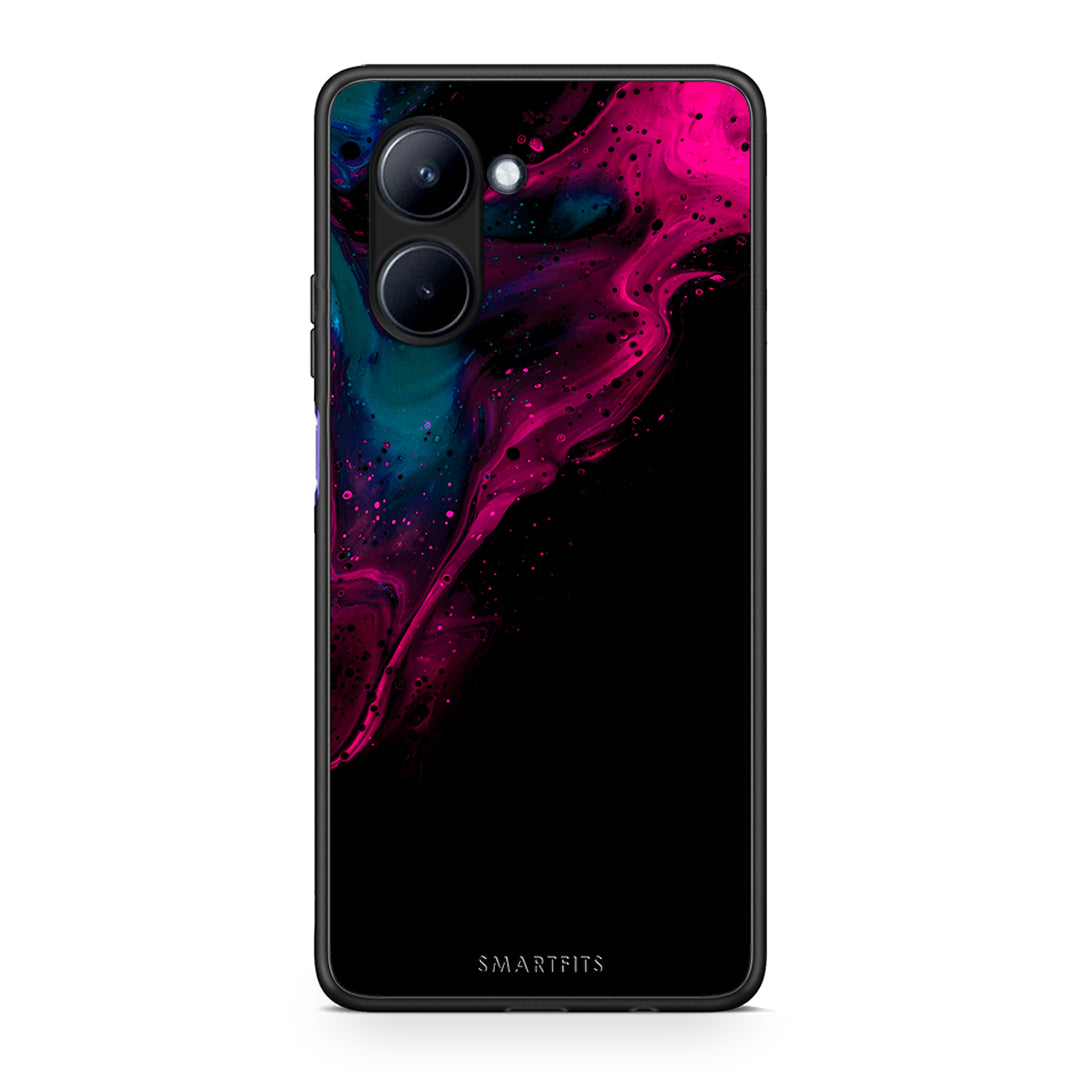 Θήκη Realme C33 Watercolor Pink Black από τη Smartfits με σχέδιο στο πίσω μέρος και μαύρο περίβλημα | Realme C33 Watercolor Pink Black Case with Colorful Back and Black Bezels