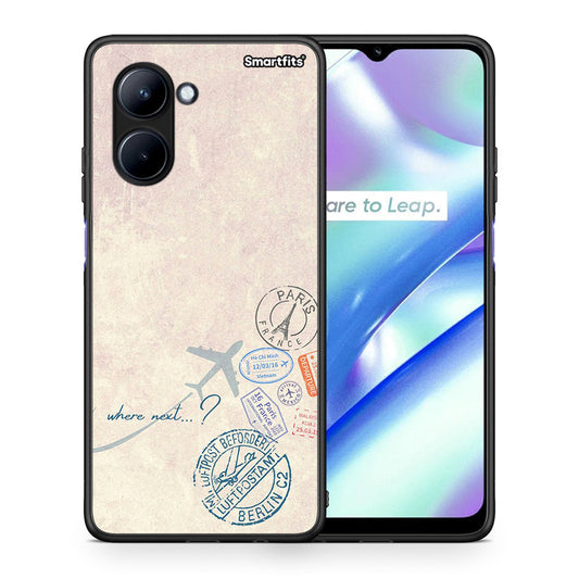 Θήκη Realme C33 Where Next από τη Smartfits με σχέδιο στο πίσω μέρος και μαύρο περίβλημα | Realme C33 Where Next Case with Colorful Back and Black Bezels