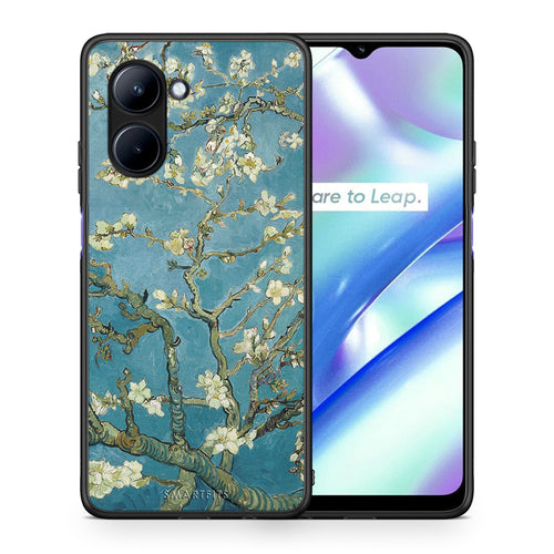 Θήκη Realme C33 White Blossoms από τη Smartfits με σχέδιο στο πίσω μέρος και μαύρο περίβλημα | Realme C33 White Blossoms Case with Colorful Back and Black Bezels