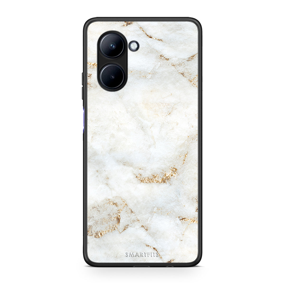 Θήκη Realme C33 White Gold Marble από τη Smartfits με σχέδιο στο πίσω μέρος και μαύρο περίβλημα | Realme C33 White Gold Marble Case with Colorful Back and Black Bezels
