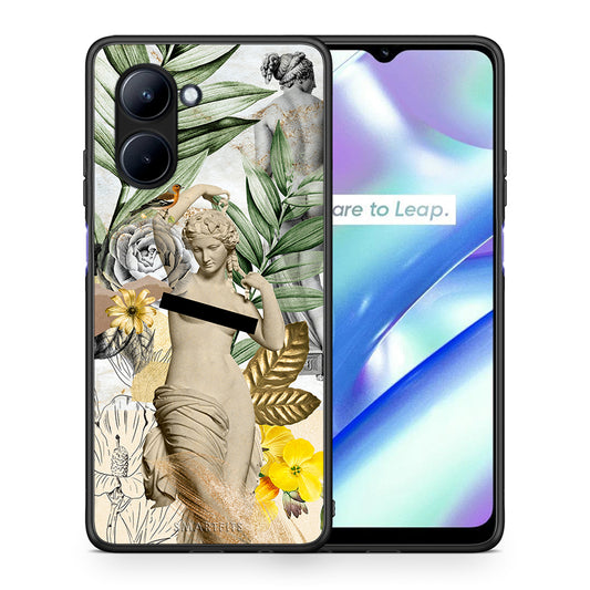 Θήκη Realme C33 Woman Statue από τη Smartfits με σχέδιο στο πίσω μέρος και μαύρο περίβλημα | Realme C33 Woman Statue Case with Colorful Back and Black Bezels