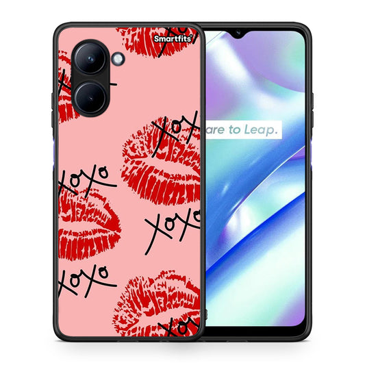 Θήκη Realme C33 XOXO Lips από τη Smartfits με σχέδιο στο πίσω μέρος και μαύρο περίβλημα | Realme C33 XOXO Lips Case with Colorful Back and Black Bezels