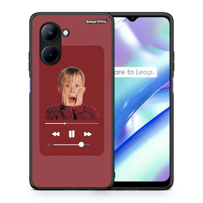 Θήκη Realme C33 Xmas Alone Music από τη Smartfits με σχέδιο στο πίσω μέρος και μαύρο περίβλημα | Realme C33 Xmas Alone Music Case with Colorful Back and Black Bezels