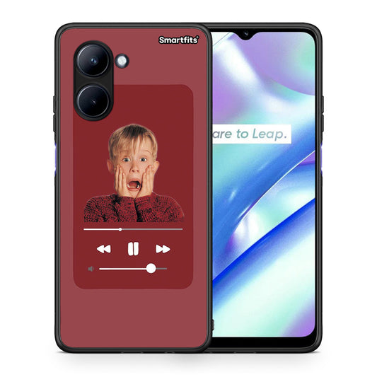 Θήκη Realme C33 Xmas Alone Music από τη Smartfits με σχέδιο στο πίσω μέρος και μαύρο περίβλημα | Realme C33 Xmas Alone Music Case with Colorful Back and Black Bezels