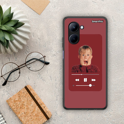 Θήκη Realme C33 Xmas Alone Music από τη Smartfits με σχέδιο στο πίσω μέρος και μαύρο περίβλημα | Realme C33 Xmas Alone Music Case with Colorful Back and Black Bezels