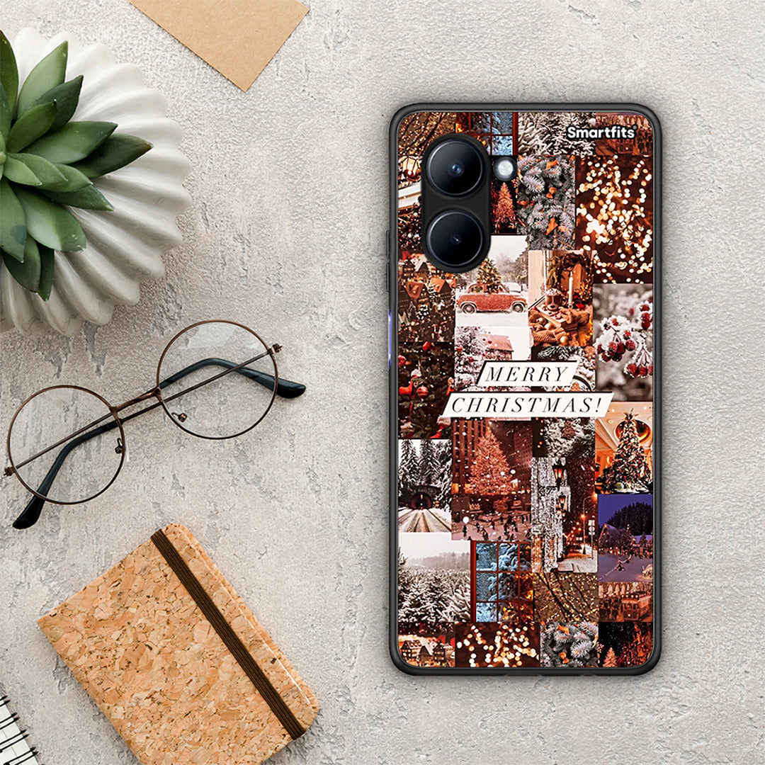 Θήκη Realme C33 Xmas Collage από τη Smartfits με σχέδιο στο πίσω μέρος και μαύρο περίβλημα | Realme C33 Xmas Collage Case with Colorful Back and Black Bezels