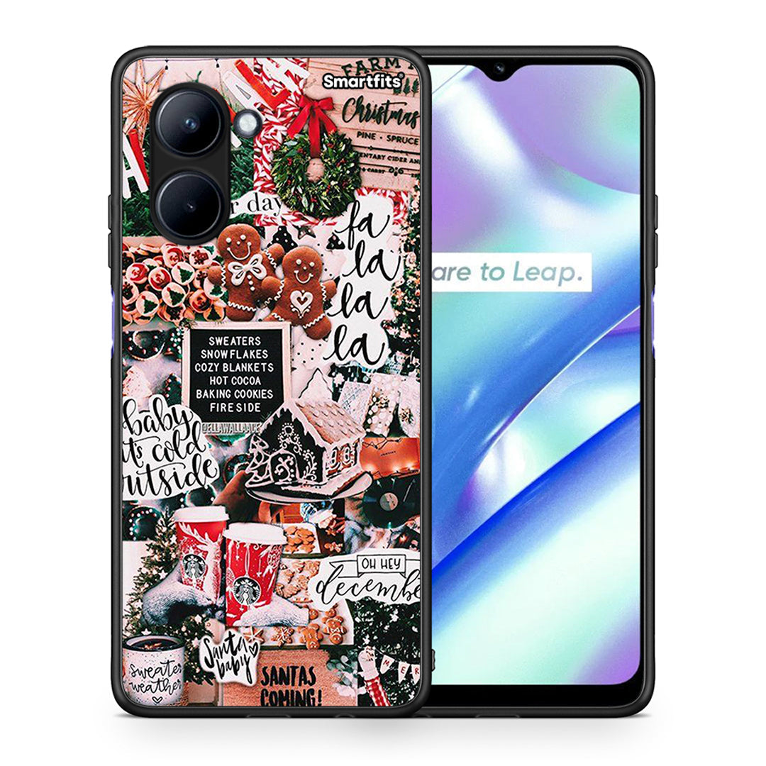 Θήκη Realme C33 Xmas Habbits από τη Smartfits με σχέδιο στο πίσω μέρος και μαύρο περίβλημα | Realme C33 Xmas Habbits Case with Colorful Back and Black Bezels