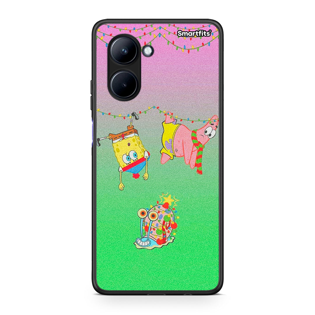 Θήκη Realme C33 Xmas Lights από τη Smartfits με σχέδιο στο πίσω μέρος και μαύρο περίβλημα | Realme C33 Xmas Lights Case with Colorful Back and Black Bezels