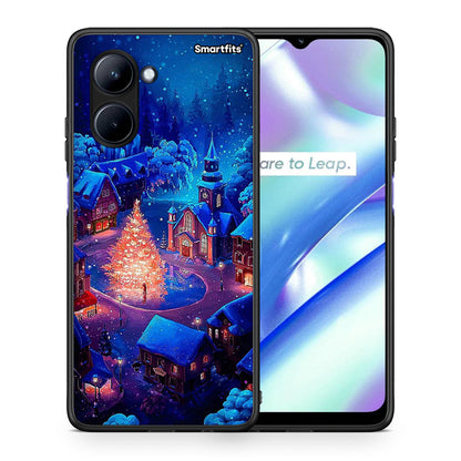 Θήκη Realme C33 Xmas Village από τη Smartfits με σχέδιο στο πίσω μέρος και μαύρο περίβλημα | Realme C33 Xmas Village Case with Colorful Back and Black Bezels