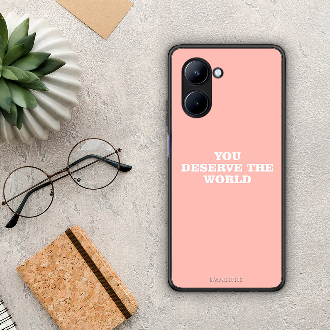 Θήκη Realme C33 You Deserve The World από τη Smartfits με σχέδιο στο πίσω μέρος και μαύρο περίβλημα | Realme C33 You Deserve The World Case with Colorful Back and Black Bezels