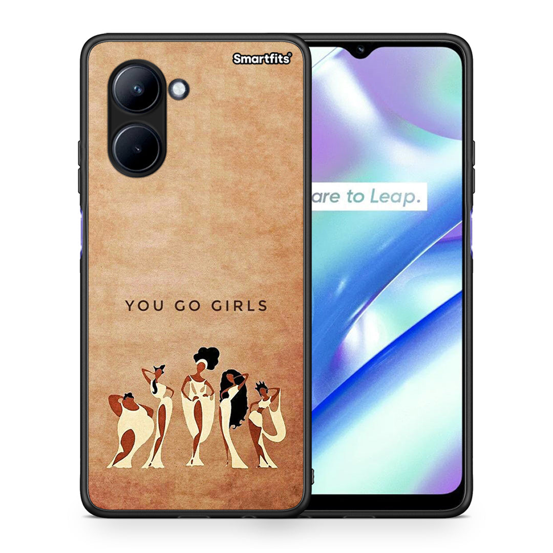 Θήκη Realme C33 You Go Girl από τη Smartfits με σχέδιο στο πίσω μέρος και μαύρο περίβλημα | Realme C33 You Go Girl Case with Colorful Back and Black Bezels