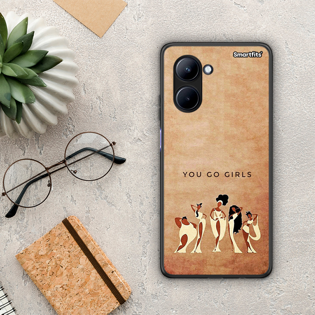 Θήκη Realme C33 You Go Girl από τη Smartfits με σχέδιο στο πίσω μέρος και μαύρο περίβλημα | Realme C33 You Go Girl Case with Colorful Back and Black Bezels