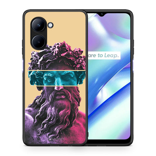 Θήκη Realme C33 Zeus Art από τη Smartfits με σχέδιο στο πίσω μέρος και μαύρο περίβλημα | Realme C33 Zeus Art Case with Colorful Back and Black Bezels