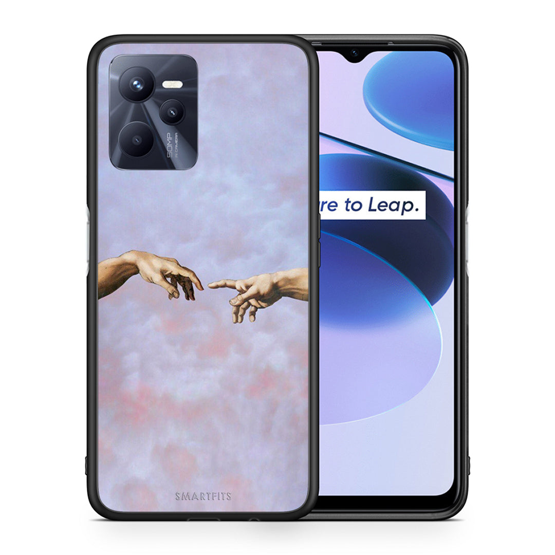 Θήκη Realme C35 Adam Hand από τη Smartfits με σχέδιο στο πίσω μέρος και μαύρο περίβλημα | Realme C35 Adam Hand case with colorful back and black bezels