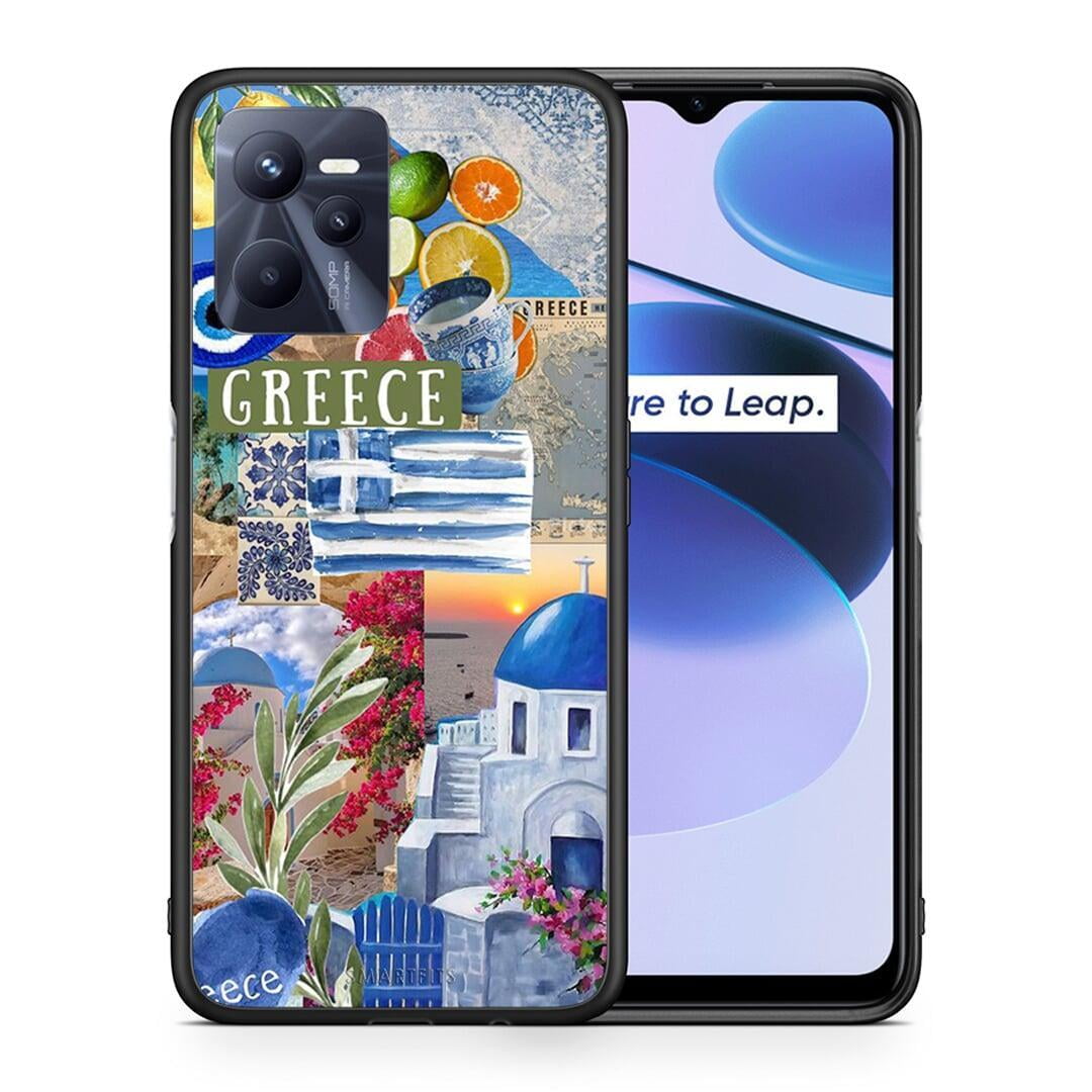 Θήκη Realme C35 All Greek από τη Smartfits με σχέδιο στο πίσω μέρος και μαύρο περίβλημα | Realme C35 All Greek case with colorful back and black bezels