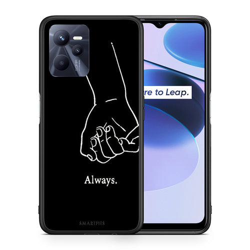 Θήκη Αγίου Βαλεντίνου Realme C35 Always & Forever 1 από τη Smartfits με σχέδιο στο πίσω μέρος και μαύρο περίβλημα | Realme C35 Always & Forever 1 case with colorful back and black bezels