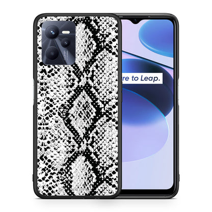 Θήκη Realme C35 White Snake Animal από τη Smartfits με σχέδιο στο πίσω μέρος και μαύρο περίβλημα | Realme C35 White Snake Animal case with colorful back and black bezels