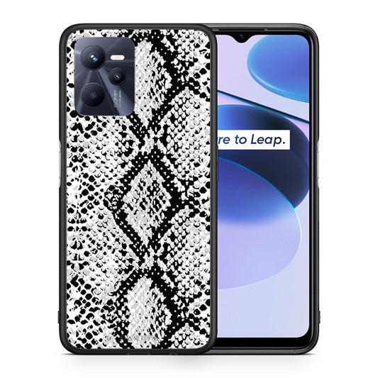 Θήκη Realme C35 White Snake Animal από τη Smartfits με σχέδιο στο πίσω μέρος και μαύρο περίβλημα | Realme C35 White Snake Animal case with colorful back and black bezels