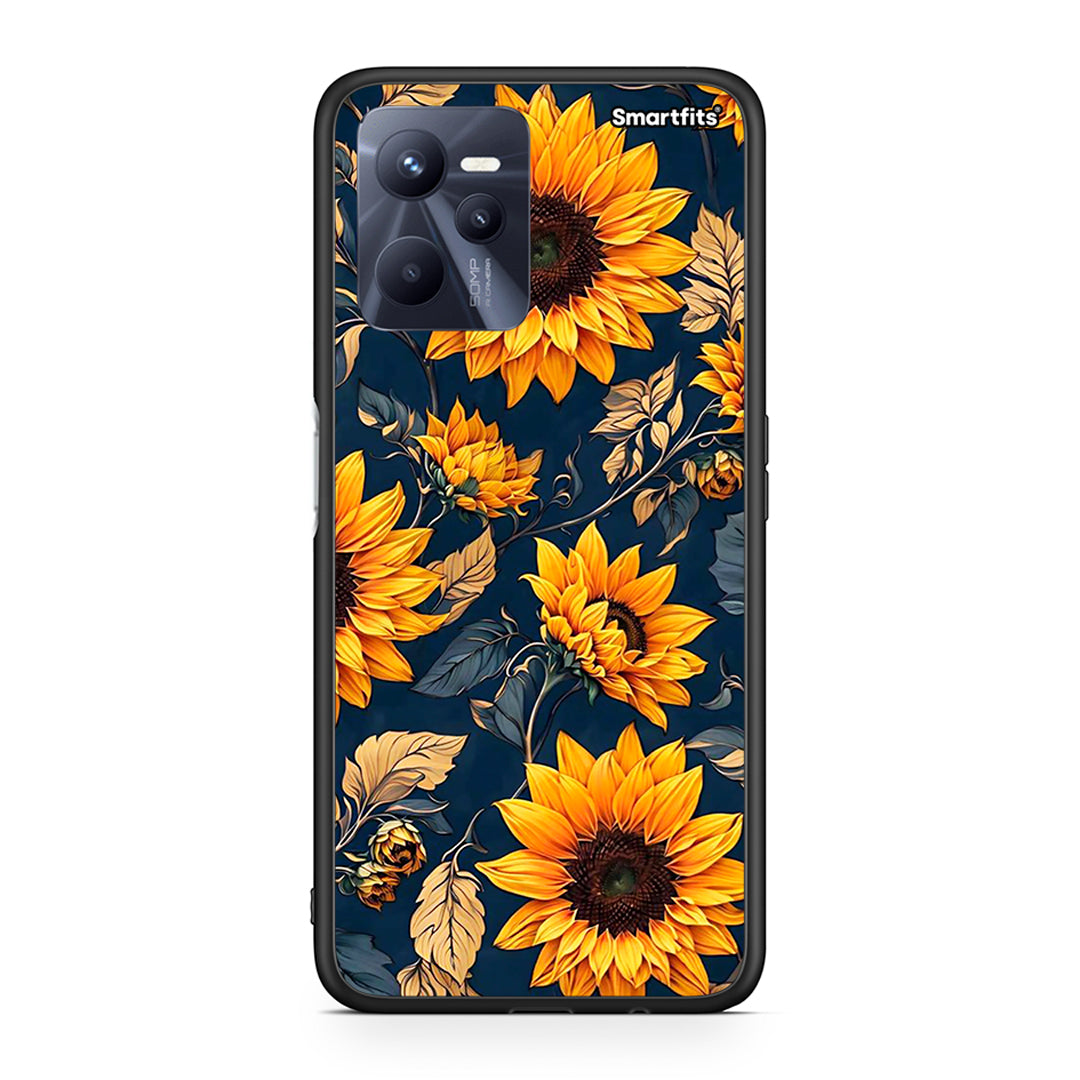 Realme C35 Autumn Sunflowers θήκη από τη Smartfits με σχέδιο στο πίσω μέρος και μαύρο περίβλημα | Smartphone case with colorful back and black bezels by Smartfits