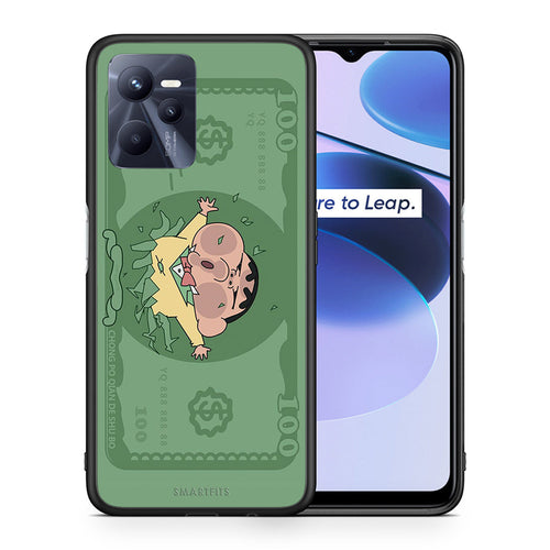 Θήκη Αγίου Βαλεντίνου Realme C35 Big Money από τη Smartfits με σχέδιο στο πίσω μέρος και μαύρο περίβλημα | Realme C35 Big Money case with colorful back and black bezels