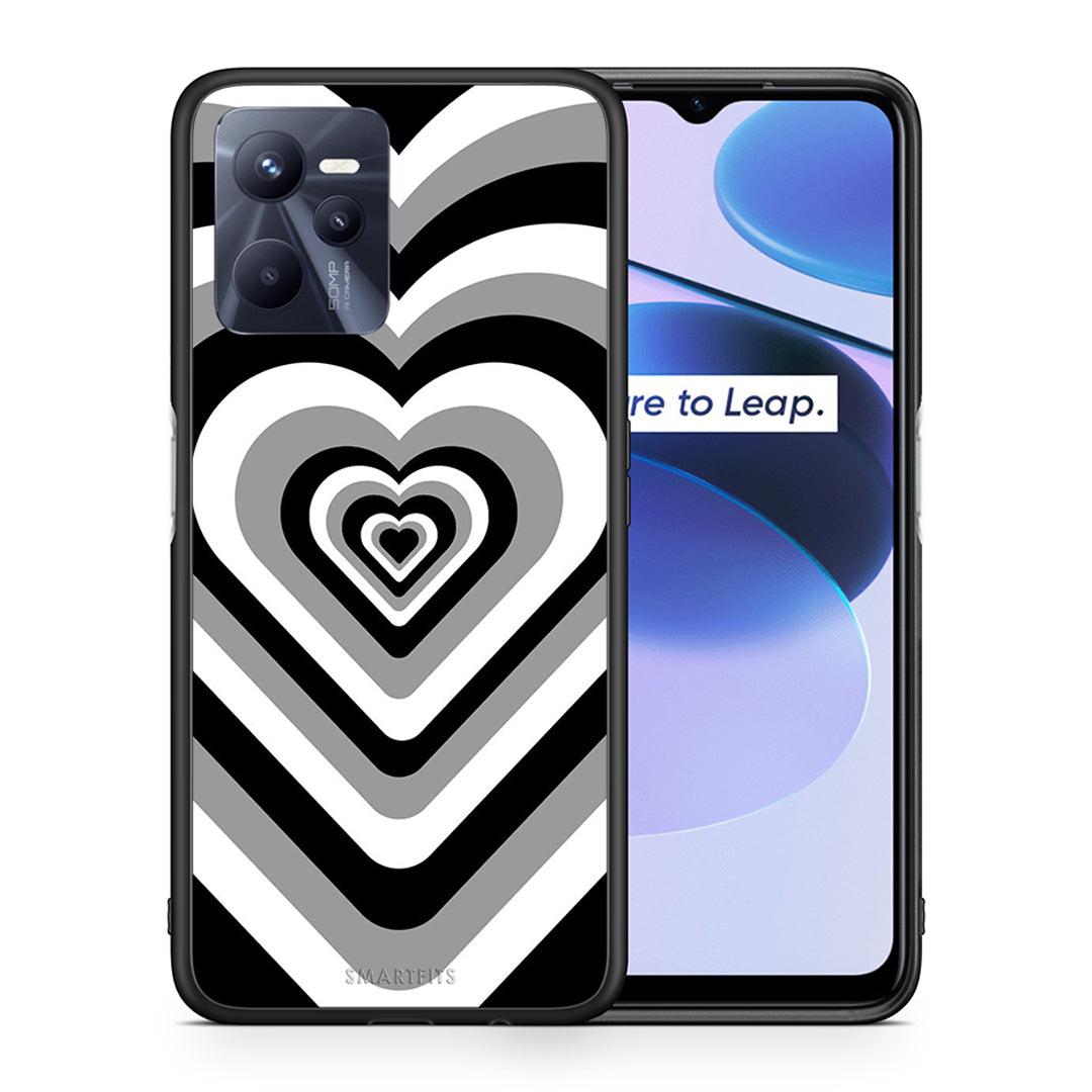 Θήκη Realme C35 Black Hearts από τη Smartfits με σχέδιο στο πίσω μέρος και μαύρο περίβλημα | Realme C35 Black Hearts case with colorful back and black bezels