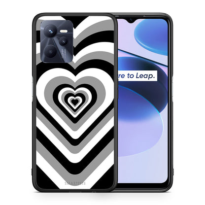 Θήκη Realme C35 Black Hearts από τη Smartfits με σχέδιο στο πίσω μέρος και μαύρο περίβλημα | Realme C35 Black Hearts case with colorful back and black bezels