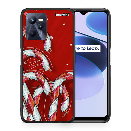 Θήκη Realme C35 Candy Cane από τη Smartfits με σχέδιο στο πίσω μέρος και μαύρο περίβλημα | Realme C35 Candy Cane case with colorful back and black bezels