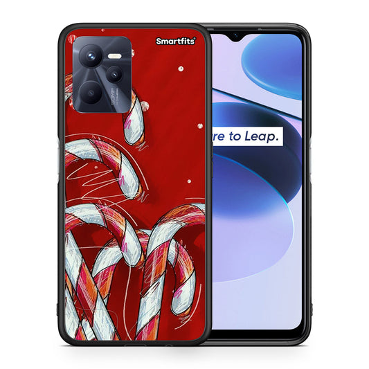 Θήκη Realme C35 Candy Cane από τη Smartfits με σχέδιο στο πίσω μέρος και μαύρο περίβλημα | Realme C35 Candy Cane case with colorful back and black bezels