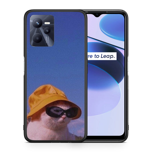 Θήκη Realme C35 Cat Diva από τη Smartfits με σχέδιο στο πίσω μέρος και μαύρο περίβλημα | Realme C35 Cat Diva case with colorful back and black bezels