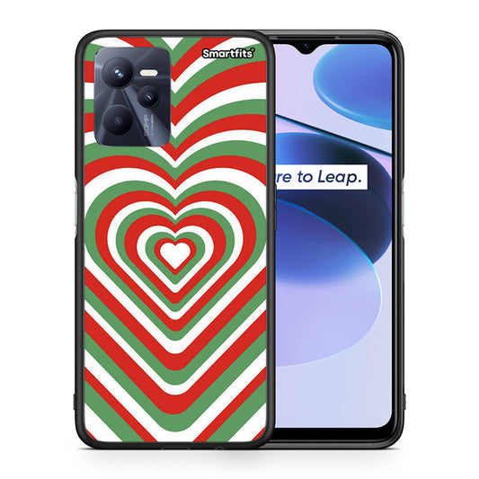Θήκη Realme C35 Christmas Hearts από τη Smartfits με σχέδιο στο πίσω μέρος και μαύρο περίβλημα | Realme C35 Christmas Hearts case with colorful back and black bezels