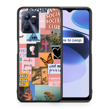 Θήκη Αγίου Βαλεντίνου Realme C35 Collage Bitchin από τη Smartfits με σχέδιο στο πίσω μέρος και μαύρο περίβλημα | Realme C35 Collage Bitchin case with colorful back and black bezels