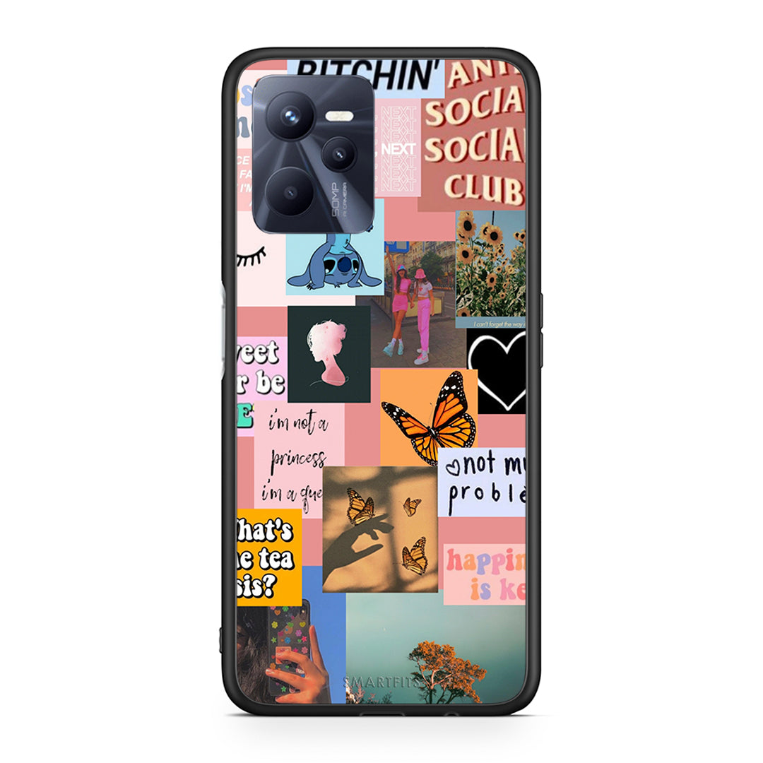 Realme C35 Collage Bitchin Θήκη Αγίου Βαλεντίνου από τη Smartfits με σχέδιο στο πίσω μέρος και μαύρο περίβλημα | Smartphone case with colorful back and black bezels by Smartfits