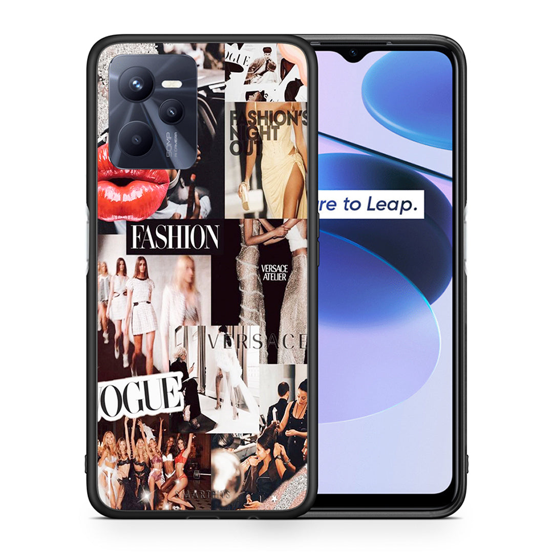 Θήκη Αγίου Βαλεντίνου Realme C35 Collage Fashion από τη Smartfits με σχέδιο στο πίσω μέρος και μαύρο περίβλημα | Realme C35 Collage Fashion case with colorful back and black bezels