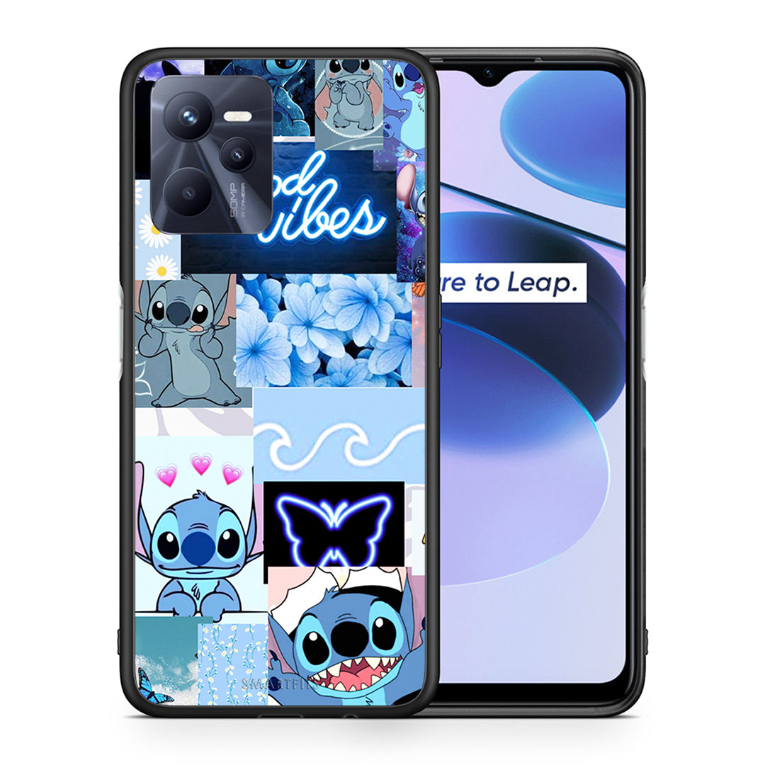 Θήκη Αγίου Βαλεντίνου Realme C35 Collage Good Vibes από τη Smartfits με σχέδιο στο πίσω μέρος και μαύρο περίβλημα | Realme C35 Collage Good Vibes case with colorful back and black bezels