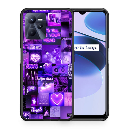 Θήκη Αγίου Βαλεντίνου Realme C35 Collage Stay Wild από τη Smartfits με σχέδιο στο πίσω μέρος και μαύρο περίβλημα | Realme C35 Collage Stay Wild case with colorful back and black bezels